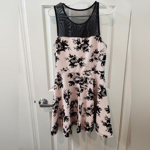 Black and Pink Floral Dress XL